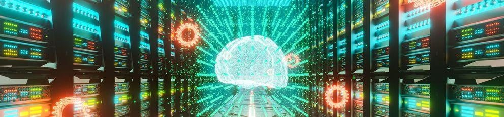 Big data an AI learning concept in server center