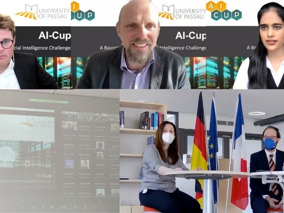 Michael Pleschgatternig, Prof. Dr. Michael Granitzer, Sahaya Kulandaisamy, Corrine Pereira (Consule General of France) & Prof. Dr. Harald Kosch team University of Passau