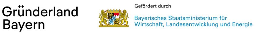 Logo Gründerland Bayern und Bayerisches Staatsministerium